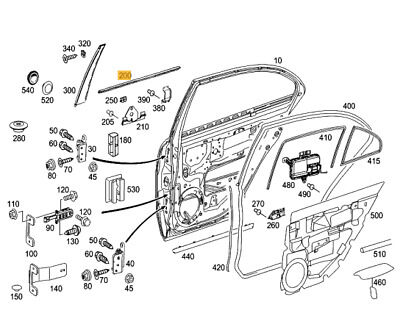 NEW GENUINE MERCEDES MB E W211 DOOR UNDER WINDOW MOLDING GLOSS BLACK 4PCS SET - Image 5