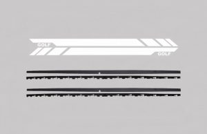 Side Skirts with Side Decals Sticker Vinyl White suitable for VW Golf 7 VII Hatchback (2013-2017) GTI Design