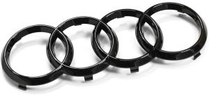 NEW GENUINE AUDI A6 RS6 A8 Q2 Q8 FRONT RINGS BADGE LOGO GLOSS BLACK EMBLEM 4H0853605CT94