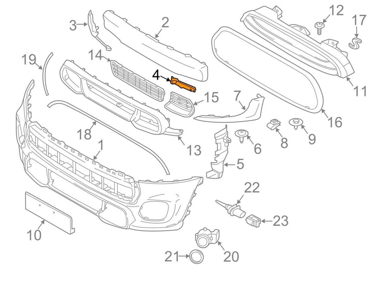 MINI NEW GENUINE F55 F56 F57 JCW FRONT BUMPER WITH PDC AIR INLET FINISHER RIGHT 51117340748 - Image 3