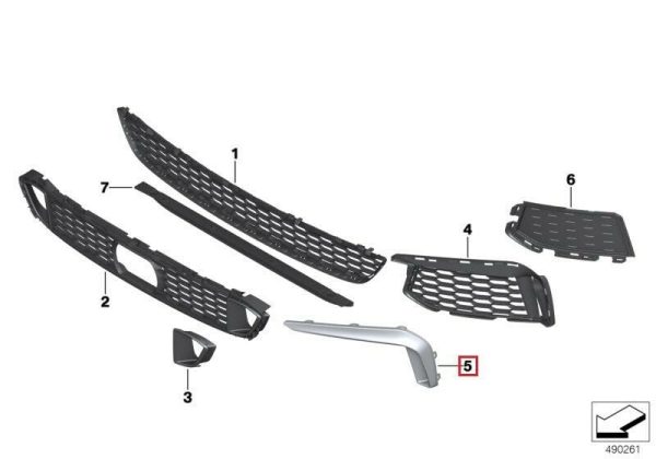 BMW NEW GENUINE 5 SERIES G30 M SPORT FRONT LOWER GRILL FINISHER TRIM RIGHT O/S 51118064980 - Image 3