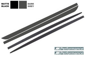 Side Skirts Add-on Lip Extensions with Decals Dark Grey suitable for BMW F10 F11 5 Series (2011-Up) M-Performance Design