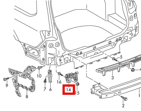 NEW GENUINE VW PASSAT B8 REAR BUMPER MOUNTING BRACKET GUIDE LEFT N/S 3G9807483A - Image 2