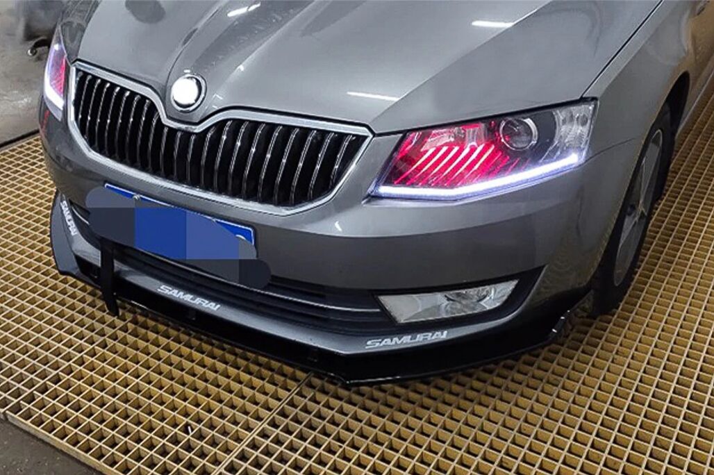 Front Bumper Add-On Spoiler Lip Extension suitable for Skoda Octavia III 5E Sedan Estate (2013-2016) Piano Black - Image 10