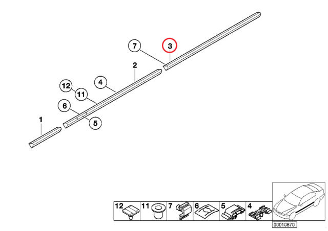 BMW NEW GENUINE 3 SERIES E36 COMPACT REAR LEFT FENDER MOULDING 51138146361 - Image 2