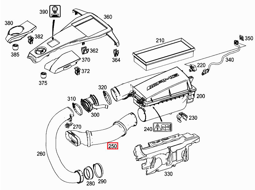 NEW GENUINE MERCEDES BENZ SL 63 AMG CLASS R231 AIR INTAKE HOSE RIGHT A2780902282 - Image 2