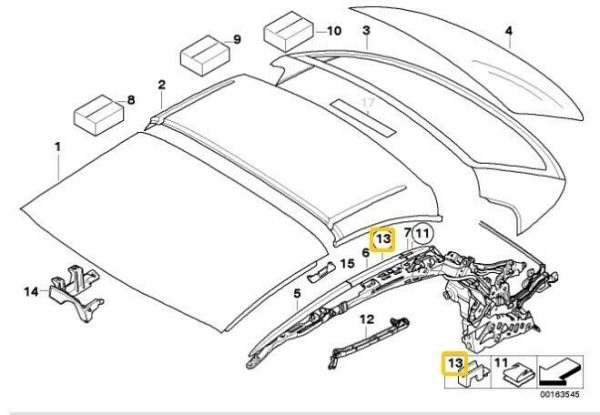 NEW OEM BMW E93 F33 F83M4 CONVERTIBLE ROOF RAIL COVER MOUNTING CLIPS KIT 54377187747 - Image 2