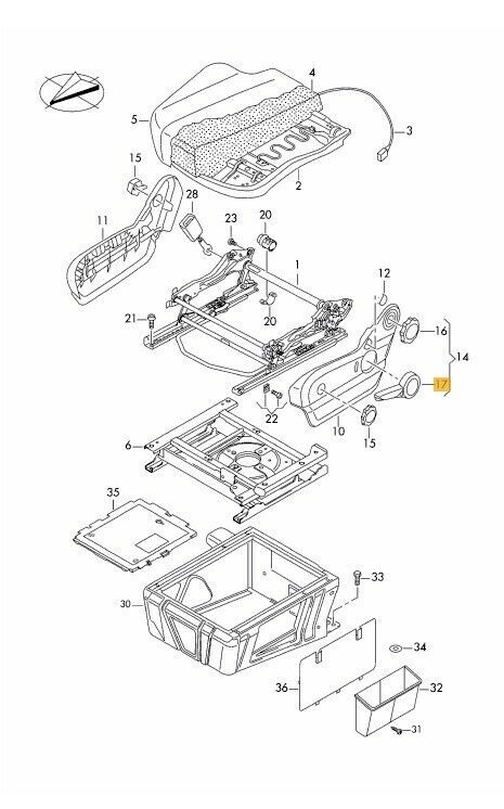 NEW GENUINE VW CRAFTER 2011-2016 SEAT HEIGHT ADJUSTMENT HANDLE RIGHT O/S 2E0881092 - Image 2