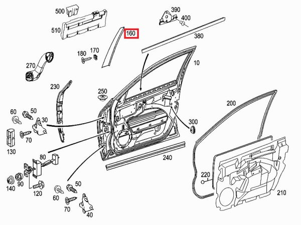NEW GENUINE MERCEDES E320 W211 FRONT WINDOW FRAME TRIM COVER SILL MOULDING O/S A2116901287 - Image 3
