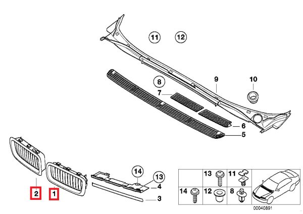 BMW NEW GENUINE 7 SERIES E38 99-01 RADIATOR KIDNEY GRILLES PAIR SET - Image 2