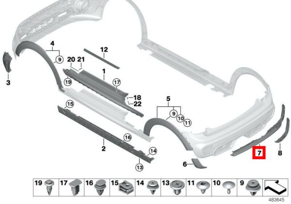 NEW GENUINE MINI F56 F57 REAR JCW BUMPER LOWER LIP BLACK RIGHT O/S WITH PDC 51627382178 - Image 2