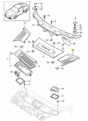 NEW GENUINE PORSCHE 987 BOXSTER CAYMAN 997 BLACK COWL PANEL COVERING LEFT N/S 9975723610802A - Image 2
