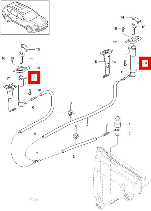 NEW GENUINE PORSCHE CAYENNE 92A 2010-2020 FRONT HEADLIGHT WASHER NOZZLE JET 1PC 95862818000 - Image 2