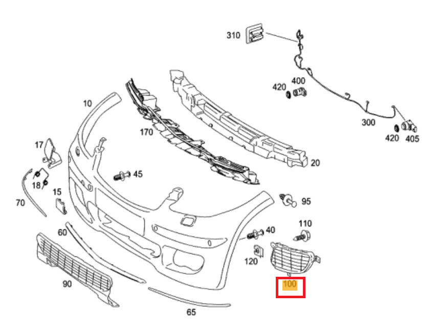 NEW GENUINE MERCEDES BENZ MB A CLASS W169 FRONT BUMPER RIGHT FOG LAMP GRILLE A1698850222 - Image 2
