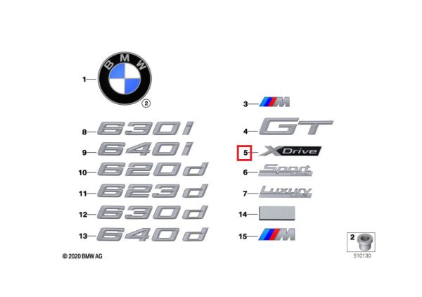 BMW NEW GENUINE 6 SERIES G32 GT X DRIVE TRUNK EMBLEM BADGE STICKER LABEL 51147415346 - Image 3