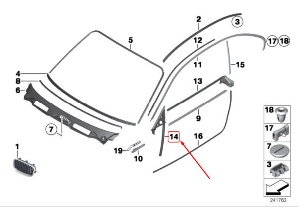 NEW GENUINE BMW 1 SERIES E81 E88 E82 FRONT LEFT MIRROR TRIANGLE SEAL N/S 51337164935 - Image 2