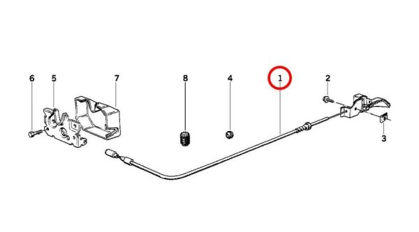 NEW GENUINE BMW 3 SERIES E30 FRONT BONNET RELEASE CABLE WITH HANDLE 51231884281 - Image 4