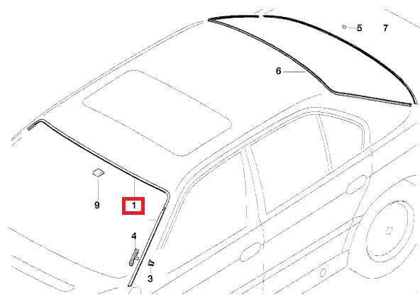 BMW NEW GENUINE 7 E38 FRONT UPPER WINDOW WATER DRAIN MOLDING TRIM PROTECTIVE 51318207865 - Image 2