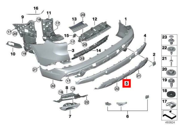 NEW GENUINE BMW X5 G05 REAR BUMPER X-LINE LOWER TRIM DIFFUSER 51129881522 - Image 2