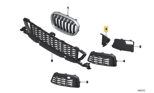 NEW GENUINE BMW X1 F48 FRONT M SPORT BUMPER SIDE GRILL CORNER COVER RIGHT O/S 51748063000 - Image 2