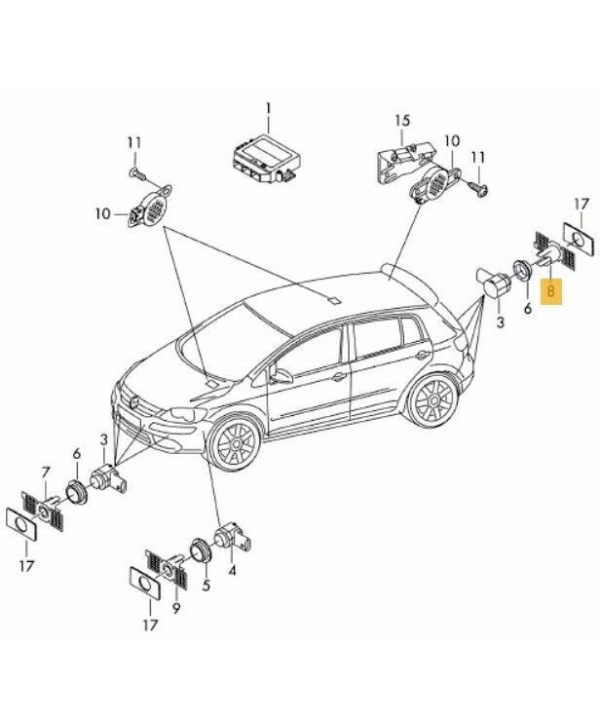NEW GENUINE VW GOLF PLUS 2009-2014 REAR PARK DISTANCE CONTROL SENSOR HOLDER 5M0919491H - Image 2