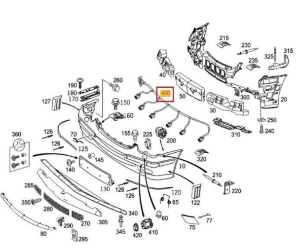 NEW GENUINE MERCEDES CLK CLASS W209 FRONT BUMPER PDC WIRING LOOM A2035400006 - Image 2