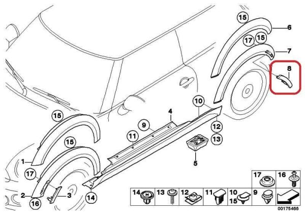 MINI NEW OEM R55 R56 R57 R58 R59 R60 R61 WHEEL ARCH SIDE LIGHT MARKER REAR LEFT 63132751333 - Image 2