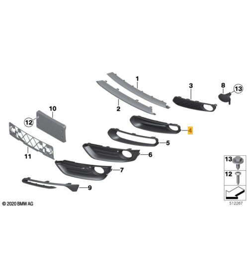 NEW GENUINE BMW 2 SERIES F22 F23 COUPE CONVERTIBLE PARTIALLY OPEN GRID RIGHT 51117343730 - Image 2