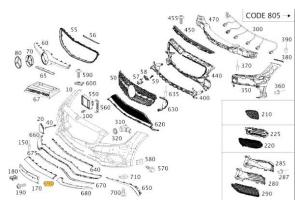 NEW GENUINE MERCEDES CLS W218 FACELIFT AMG 15-17 FRONT LOWER CENTER CHROME TRIM A2188851774 - Image 2