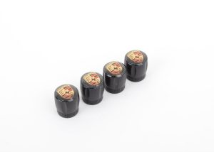 NEW GENUINE PORSCHE CRESTED BLACK TYRE VALVE CAPS SET 4PCS 99104460267
