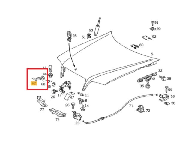 NEW GENUINE MERCEDES BENZ MB C W202 HOOD RELEASE HANDLE A2028870127 - Image 3