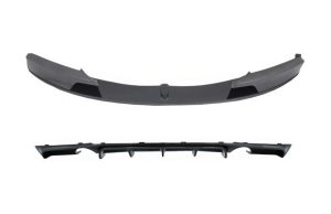 Front Bumper Spoiler Splitter with Diffuser Double Outlet for Single Exhaust suitable for BMW 3 Series F30 F31 (2011-up) M-Performance Design Carbon Film Coating