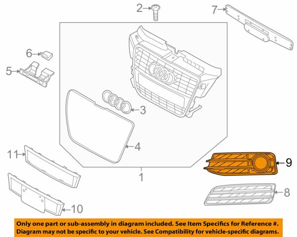 AUDI GENUINE A3 8P 09-13 FRONT BUMPER FOG LIGHT BLACK GRILL PAIR SET LEFT RIGHT - Image 2