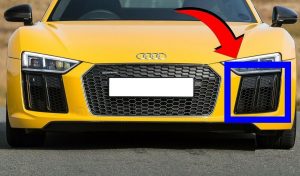 NEW GENUINE AUDI R8 4S FRONT BUMPER LEFT N/S GRILL FRAME HIGH GLOSS DARK CHROME 4S0807681ARN4