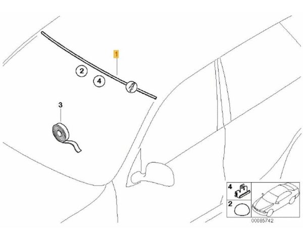 NEW GENUINE BMW X5 E53 FRONT WINDSCREEN UPPER MOULDING SEAL 51317182004 - Image 2