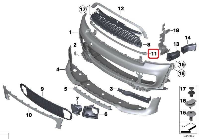 MINI NEW GENUINE R56 R55 R57 R58 FRONT LOWER BUMPER CHROME S JCW KIT GRILL TRIM  51117209904 - Image 2