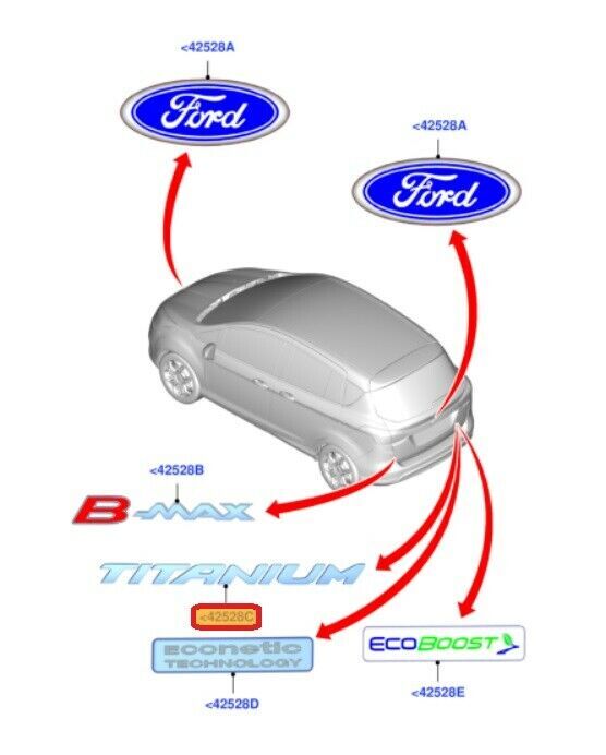 NEW GENUINE FORD B-MAX 12- KUGA 12- REAR TAILGATE CHROME TITANIUM BADGE EMBLEM 5190503 - Image 2