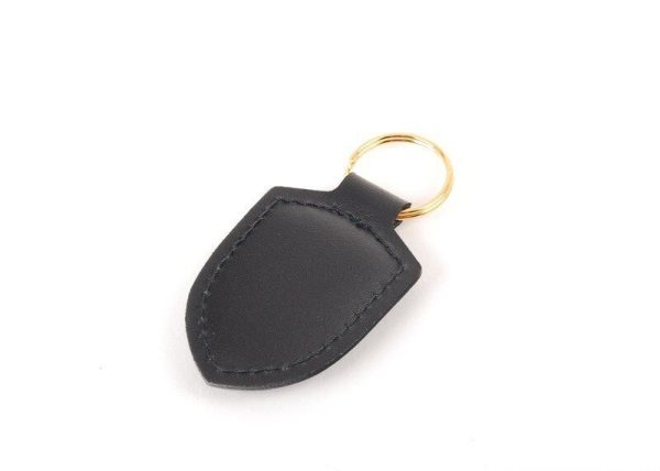 NEW GENUINE PORSCHE LEATHER METAL CREST KEY RING FOB CHAIN BLACK WAP0500900E - Image 4