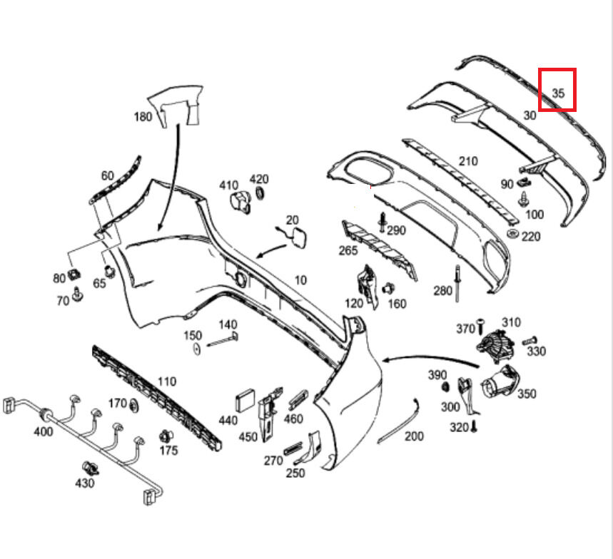 NEW GENUINE MERCEDES BENZ MB B CLASS W246 REAR BUMPER BOTTOM MOULDING - Image 2