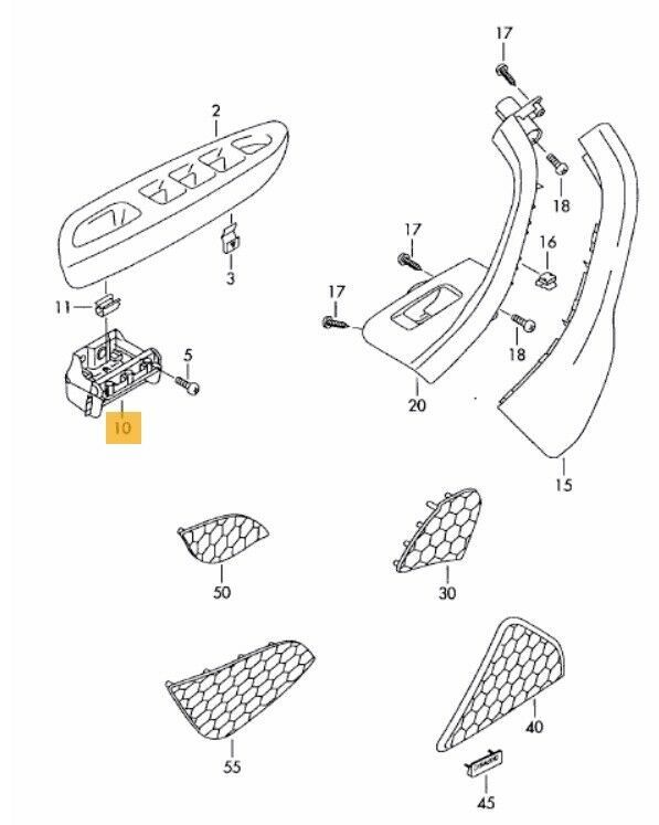 NEW GENUINE VW EOS GOLF JETTA FRONT DOOR LEFT GRAB HANDLE BLACK LHD 1K1867179C81U - Image 2