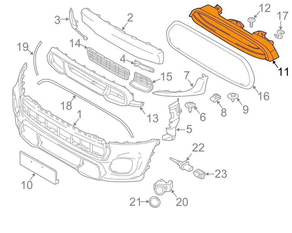 MINI NEW GENUINE F55 F56 F57 FRONT BUMPER UPPER CENTER GRILLE BLACK 51137300586 - Image 3