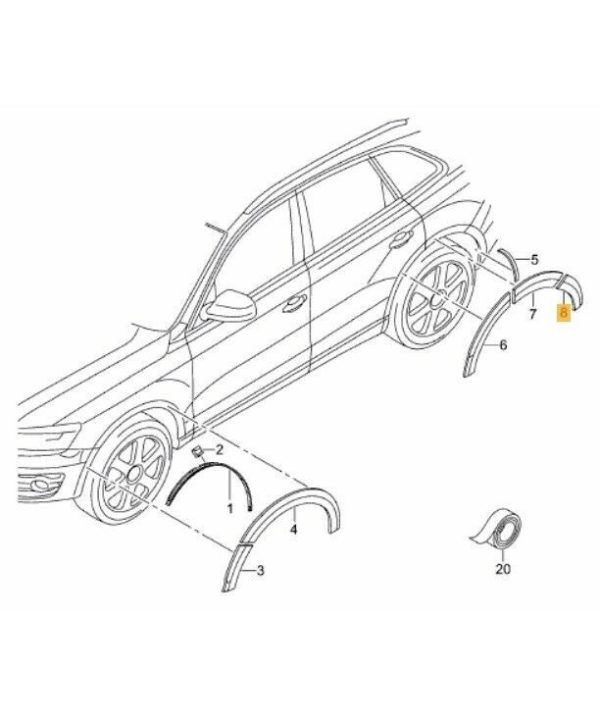 NEW GENUINE AUDI Q5 2009-2016 REAR BUMPER GREY TRIM FOR WHEEL ARCH RIGHT O/S 8R0853828A1QP - Image 3