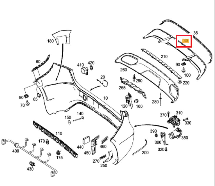 NEW GENUINE MERCEDES BENZ MB B CLASS W246 REAR BUMPER BOTTOM TRIM A2468854025 - Image 2