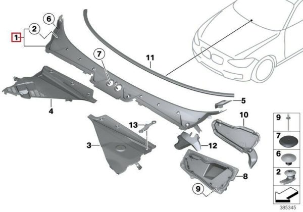 BMW NEW GENUINE 3 SERIES F30 F31 WINDSHIELD COWL PANEL COVER LHD 7258177 - Image 2