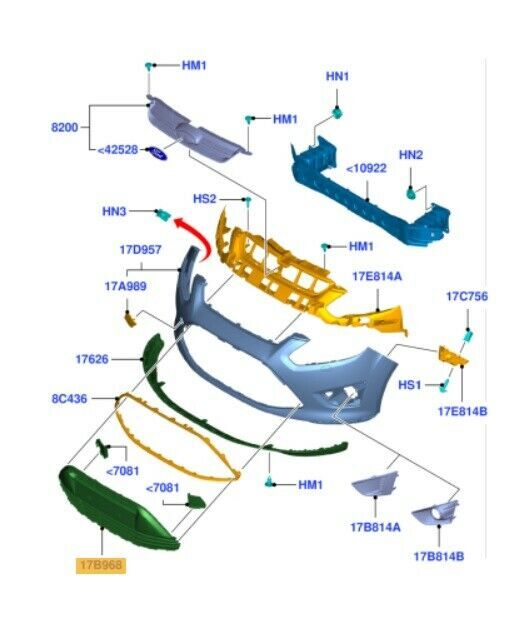 NEW GENUINE FORD C-MAX GRAND C-MAX 10-15 FRONT BUMPER CENTER LOWER BLACK GRILLE 1732885 - Image 2