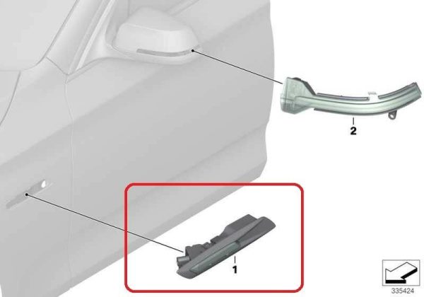BMW NEW OEM F07 GT ADDITIONAL TURN LIGHT INDICATOR RIGHT FITS WIT PARK ASSISTANT 63137154166 - Image 2