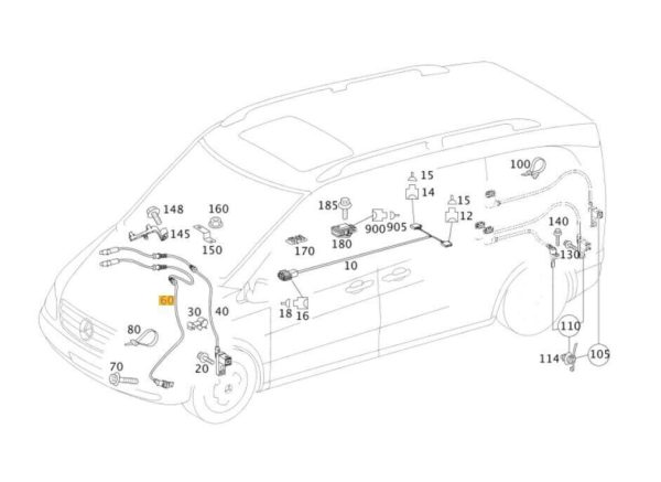 NEW GENUINE MERCEDES BENZ VITO W639 03-10 FRONT ABS WIRING HARNESS A6395400417 - Image 2
