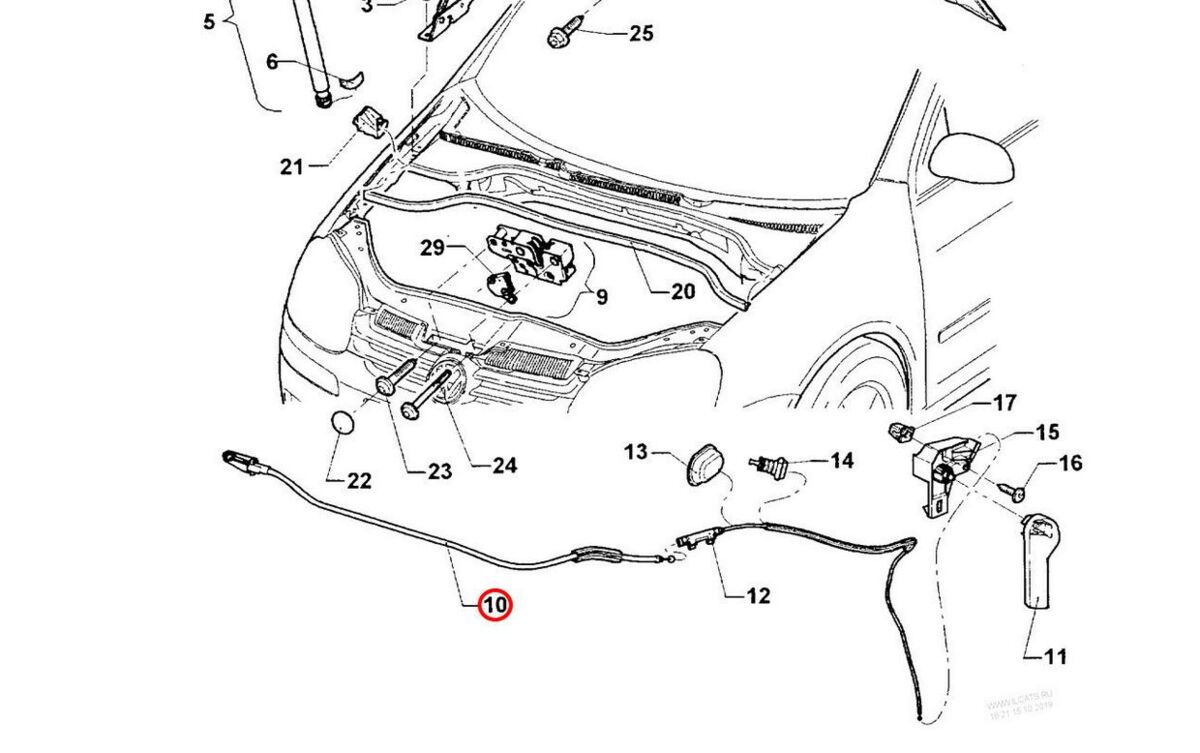 NEW GENUINE VW JETTA 2006 - 2010 FRONT RHD BONNET RELEASE LID LOCK CABLE 1K2823531F - Image 3