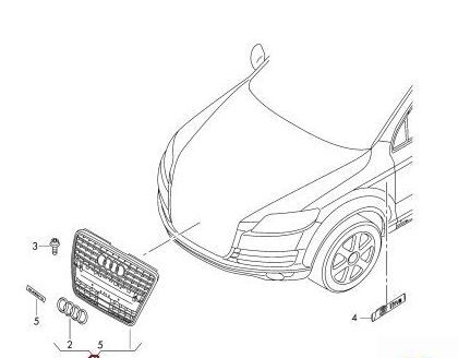 NEW GENUINE AUDI Q7 10-16 FRONT CENTER GRILL ASSEMBLY GLOSS BLACK 4L0853651G T94 - Image 3