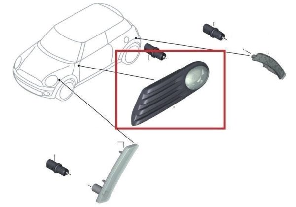 MINI NEW GENUINE R56 LCI BAYSWATER SIDE TURN SIGNAL AND GRILLE LEFT N/S 63137310507 - Image 2